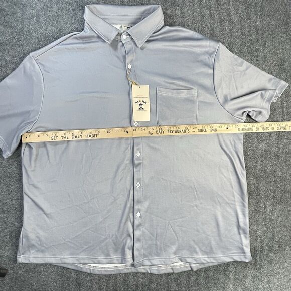 Aloha Button Up Shirt Mens Extra Large Pocket Spandex Casual Short Sleeve XL - Picture 8 of 16